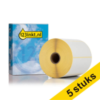 Aanbieding: 5x 123inkt huismerk vervangt Brother BDE-1J050102-102 voorgestanste labels 102 mm x 50 mm