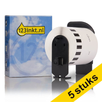 Aanbieding: 5x 123inkt huismerk vervangt Brother DK-22251 continue papiertape rood/zwart op wit 653071