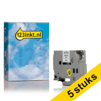 Aanbieding: 5x 123inkt huismerk vervangt Brother HSe-221 krimpkous tape zwart op wit 9 mm