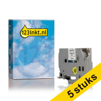 Aanbieding: 5x 123inkt huismerk vervangt Brother HSe-231E krimpkous tape zwart op wit 12 mm 650859