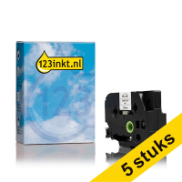 Aanbieding: 5x 123inkt huismerk vervangt Brother HSe-251 krimpkous tape zwart op wit 24 mm