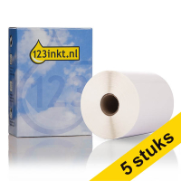Aanbieding: 5x 123inkt huismerk vervangt Brother RD-S02E1 voorgestanste labels 102 mm x 152 mm 653074