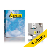 Aanbieding: 5x 123inkt huismerk vervangt Brother TZe-131S tape zwart op transparant 12 mm