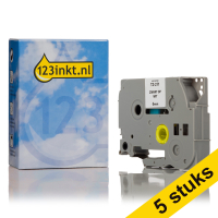 Aanbieding: 5x 123inkt huismerk vervangt Brother TZe-211 tape zwart op wit 6 mm