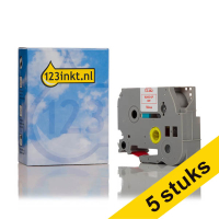 Aanbieding: 5x 123inkt huismerk vervangt Brother TZe-242 tape rood op wit 18 mm