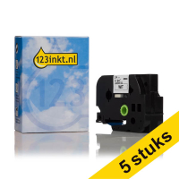 Aanbieding: 5x 123inkt huismerk vervangt Brother TZe-253 tape blauw op wit 24 mm