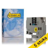 Aanbieding: 5x 123inkt huismerk vervangt Brother TZe-335 tape wit op zwart 12 mm