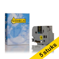 Aanbieding: 5x 123inkt huismerk vervangt Brother TZe-354 tape goud op zwart 24 mm