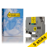 Aanbieding: 5x 123inkt huismerk vervangt Brother TZe-631 tape zwart op geel 12 mm
