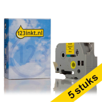 Aanbieding: 5x 123inkt huismerk vervangt Brother TZe-651 tape zwart op geel 24 mm 653079