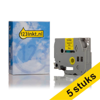 Aanbieding: 5x 123inkt huismerk vervangt Brother TZe-FX621 Flexi ID tape zwart op geel 9 mm