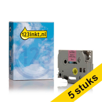 Aanbieding: 5x 123inkt huismerk vervangt Brother TZe-MQE31 tape zwart op pastel roze 12 mm