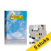 Aanbieding: 5x 123inkt huismerk vervangt Brother TZe-N241 tape zwart op wit 18 mm