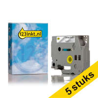 Aanbieding: 5x 123inkt huismerk vervangt Brother TZe-S121 extra klevend tape zwart op transparant 9 mm
