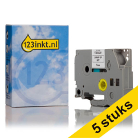 Aanbieding: 5x 123inkt huismerk vervangt Brother TZe-S221 extra klevend tape zwart op wit 9 mm 653082