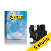 Aanbieding: 5x 123inkt huismerk vervangt Brother TZe-SL251 zelflaminerend tape zwart op wit 24 mm