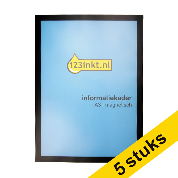 Aanbieding: 5x 123inkt informatiekader A3 magnetisch zwart 486801C 301735 - 1