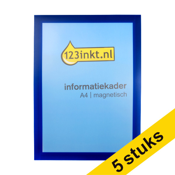 Aanbieding: 5x 123inkt informatiekader A4 magnetisch blauw 486907C 301731 - 1