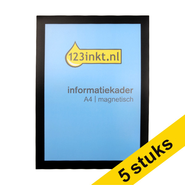 Aanbieding: 5x 123inkt informatiekader A4 magnetisch zwart 486901C 301733 - 1