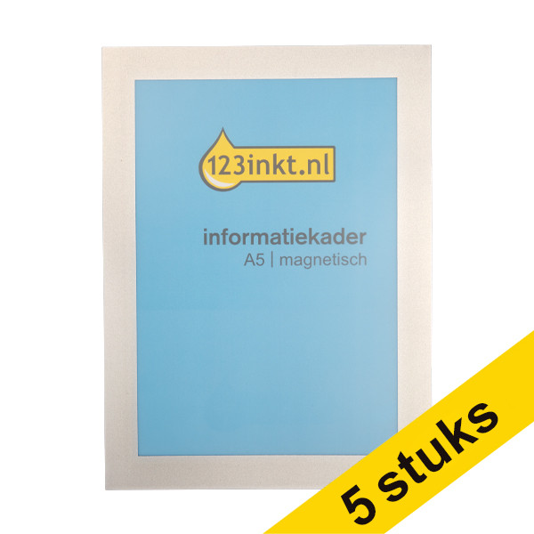 Aanbieding: 5x 123inkt informatiekader A5 magnetisch zilver 494723C 301737 - 1