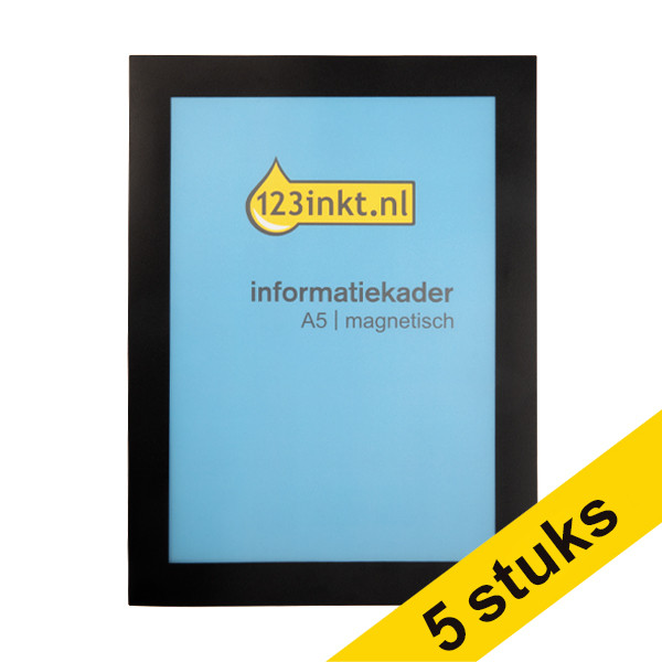 Aanbieding: 5x 123inkt informatiekader A5 magnetisch zwart 494701C 301736 - 1