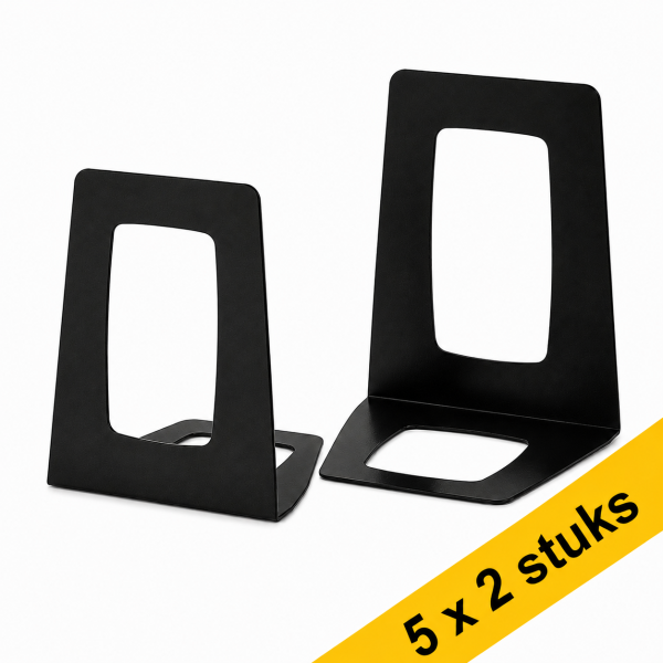 Aanbieding: 5x 123inkt kunststof boekensteunen zwart 17,8 x 15,6 x 13,8 cm (2 stuks) 301404 - 1