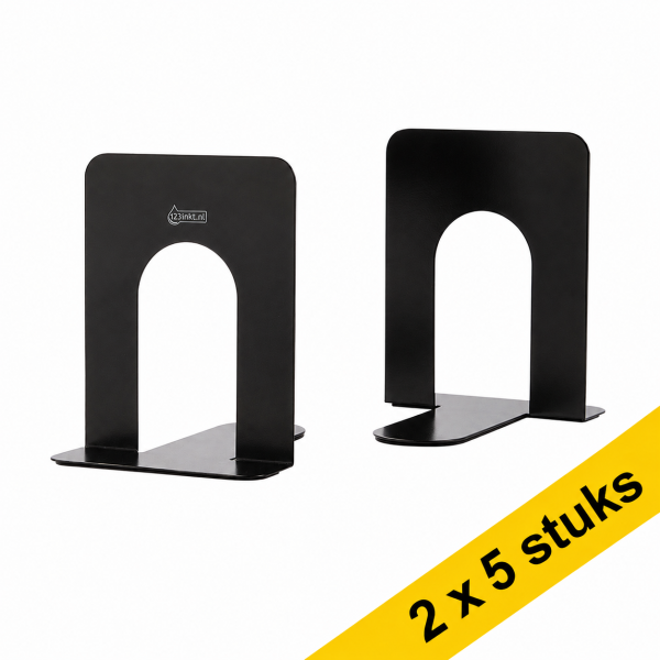 Aanbieding: 5x 123inkt metalen boekensteunen 15,2 x 14,5 x 12 cm zwart (2 stuks) 301318 - 1