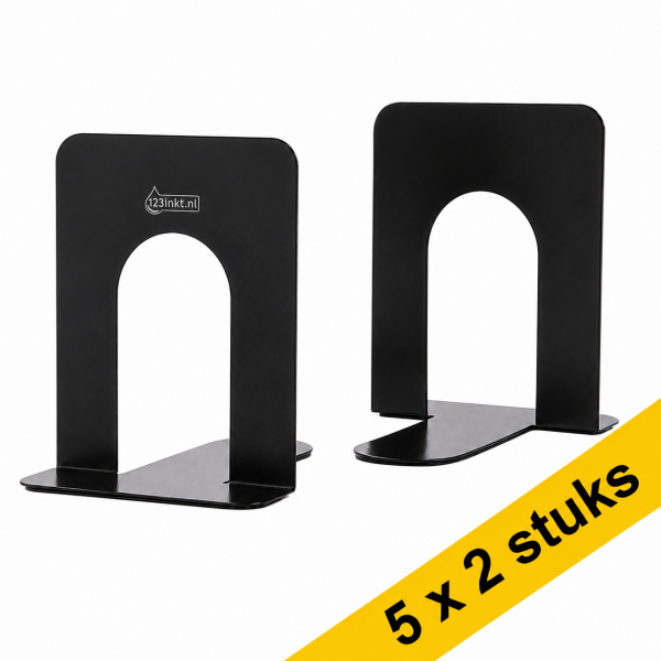 Aanbieding: 5x 123inkt metalen boekensteunen 15,2 x 14,5 x 12 cm zwart (2 stuks) 301318 - 1