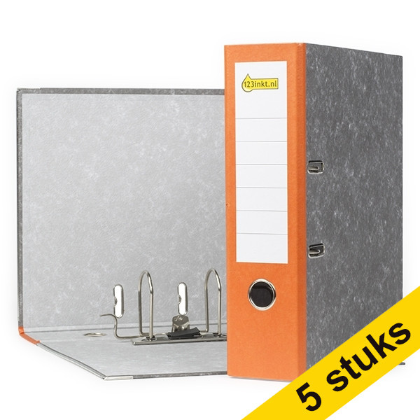 Aanbieding: 5x 123inkt ordner A4 karton oranje 80 mm 300210 - 1