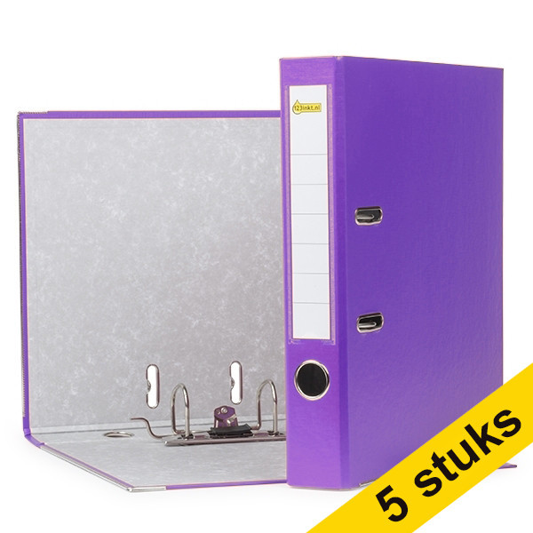 Aanbieding: 5x 123inkt ordner A4 plastic paars 50 mm 300554 - 1