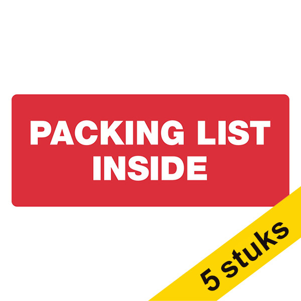 Aanbieding: 5x 123inkt waarschuwingsetiketten Packing list inside (300 etiketten) 302353 - 1