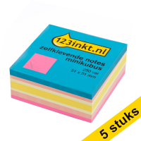 Aanbieding: 5x 123inkt zelfklevende notes mini kubus neonroze 51 x 51 mm