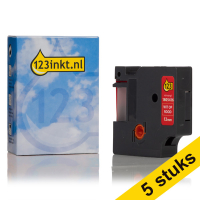 Aanbieding: 5x Dymo 1805416 IND Rhino tape vinyl wit op rood 12 mm (123inkt huismerk) 1805416C 650619