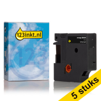 Aanbieding: 5x Dymo 1805435 IND Rhino tape vinyl wit op zwart 12 mm (123inkt huismerk) 1805435C 650607