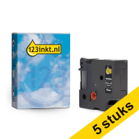 Aanbieding: 5x Dymo 1805436 IND Rhino tape vinyl wit op zwart 19 mm (123inkt huismerk)