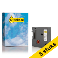 Aanbieding: 5x Dymo 1805442 IND Rhino tape permanent polyester zwart op wit 6 mm (123inkt huismerk)