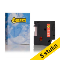 Aanbieding: 5x Dymo 1978366 tape wit op rood 12 mm (123inkt huismerk)