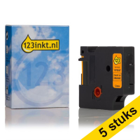 Aanbieding: 5x Dymo 1978367 tape zwart op oranje 12 mm (123inkt huismerk) 1978367C 650599
