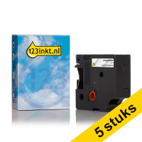 Aanbieding: 5x Dymo 622290 IND Rhino tape permanent polyester zwart op transparant 19 mm (123inkt huismerk)