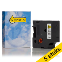 Aanbieding: 5x Dymo S0718220 / 18484 IND Rhino tape permanent polyester zwart op wit 19 mm (123inkt huismerk) S0718220C 650586
