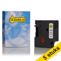 Aanbieding: 5x Dymo S0718240 / 18482 IND Rhino tape permanent polyester zwart op wit 9 mm (123inkt huismerk) S0718240C 650590