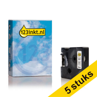 Aanbieding: 5x Dymo S0718260 / 18051 IND Rhino tape krimpkous zwart op wit 6 mm (123inkt huismerk)