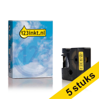 Aanbieding: 5x Dymo S0718270 / 18052 IND Rhino tape krimpkous zwart op geel 6 mm (123inkt huismerk)