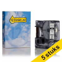 Aanbieding: 5x Dymo S0718280 / 18053 IND Rhino tape krimpkous zwart op wit 9 mm (123inkt huismerk)