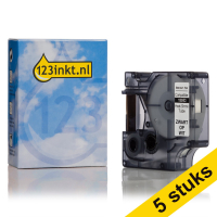 Aanbieding: 5x Dymo S0718280 / 18053 IND Rhino tape krimpkous zwart op wit 9 mm (123inkt huismerk) S0718280C 650591