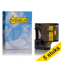 Aanbieding: 5x Dymo S0718310 / 18056 IND Rhino tape krimpkous zwart op geel 12 mm (123inkt huismerk) S0718310C 650580