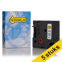 Aanbieding: 5x Dymo S0718620 / 18445 IND Rhino tape vinyl zwart op wit 19 mm (123inkt huismerk) 653093