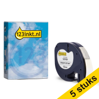 Aanbieding: 5x Dymo S0718850 / 18769 tape wit opstrijkbaar 12 mm (123inkt huismerk)
