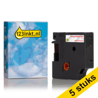 Aanbieding: 5x Dymo S0720520 / 45012 tape rood op transparant 12 mm (123inkt huismerk) S0720520C 650611