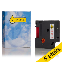 Aanbieding: 5x Dymo S0720550 / 45015 tape rood op wit 12 mm (123inkt huismerk) S0720550C 650597